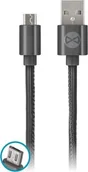 Kable komputerowe i do monitorów - Forever Kabel USB Kabel micro-USB skóra czarny 1m 2A GSM032490 - miniaturka - grafika 1