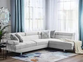 Narożniki - Beliani Sofa narożna skóra ekologiczna biała NORREA - miniaturka - grafika 1