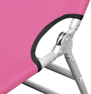 vidaXL Składany leżak z podgłówkiem, stal, różowy 310333 - Leżaki ogrodowe - miniaturka - grafika 5