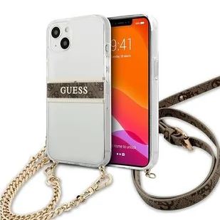 Guess GUHCP13SKC4GBGO iPhone 13 mini 5,4" Transparent hardcase 4G Brown Strap Gold Chain GUE001687-0 - Etui i futerały do telefonów - miniaturka - grafika 2