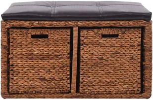 vidaXL Ławka z 2 koszami, trawa morska, 71 x 40 x 42 cm, brązowa vidaXL - Ławki do przedpokoju - miniaturka - grafika 3