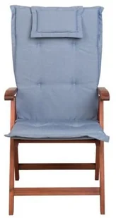 Beliani Zestaw 2 krzeseł ogrodowych drewnianych z niebieskimi poduszkami TOSCANA 174132 - Fotele i krzesła ogrodowe - miniaturka - grafika 5