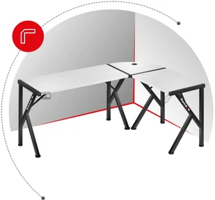HUZARO Ultra nowoczesne narożne biurko gamingowe Hero 6.3 białe Hero 6.3 white - Biurka gamingowe - miniaturka - grafika 26