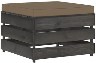 vidaXL Modułowy stołek z poduszką impregnowane na szaro drewno 3068140 - Pufy i podnóżki - miniaturka - grafika 7