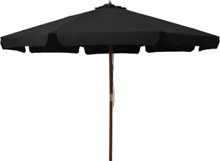 vidaXL Parasol ogrodowy na drewnianym słupku, 330 cm, czarny vidaXL - Parasole ogrodowe - miniaturka - grafika 6