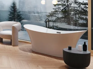 Besco Wanna wolnostojąca Amber 170x80 cm + maskownice syfonu w kolorze czarnym - Wanny - miniaturka - grafika 6