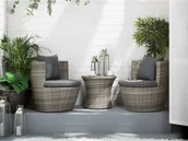 Fotele i krzesła ogrodowe - Beliani Zestaw mebli balkonowych rattanowy szary CAPRI - miniaturka - grafika 1