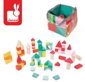 Klocki - Janod Klocki drewniane z matą do zabawy Kubix 80 sztuk, 2 lata +, 3247-0 - miniaturka - grafika 1
