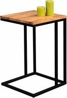 Ławy i stoliki kawowe - HomeTrends4You Stolik pomocniczy Nick, stelaż metalowy czarny matowy, płyta wierzchnia dąb dziki lity olejowany, 22 mm - miniaturka - grafika 1