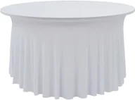 Obrusy i serwetki - vidaXL Elastyczne obrusy z falbaną, 2 szt., 150 x 74 cm, białe - miniaturka - grafika 1