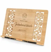 Gadżety dla niej i dla niego - Murrano Pulpit drewniany podstawka z grawerem dla pary na parapetówkę PULP-BMB-032 - miniaturka - grafika 1