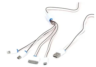 Omega HYDRA USB UNIVERSAL CHARGING CABLE KIT 4 IN 1: MICRO USB + MINI USB + IPHONE4 + LIGHTNING - WHITE & BLACK [42815] OUCK4WB - Kable USB - miniaturka - grafika 3