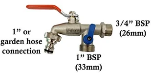 BRADAS Kran kulowy 3/4"" 2x końcówka GZ 1"" GKK0534 2984 GKK0534 - Inne akcesoria do nawadniania - miniaturka - grafika 2