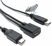 Kable USB - System-S System-S Kabel USB 2.0 rozdzielacz 25 cm gniazdo Micro B na wtyk typu C i Micro B 72334209 - miniaturka - grafika 1