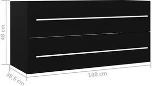 VidaXL Lumarko Szafka pod umywalkę, czarna, 100 x 38,5 x 48 cm, płyta wiórowa 804720 VidaXL - Meble łazienkowe - miniaturka - grafika 7