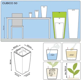 Lechuza Donica Cubico 50 ALL-IN-ONE, ciemnoszara, 18164 - Donice - miniaturka - grafika 7