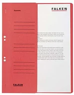 Koszulki na dokumenty - Herlitz Falken skoroszyt z oczkami z kartonu z recyklingu, czerwony - miniaturka - grafika 1