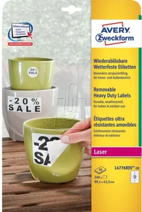 Avery Zweckform Etykiety ZF Heavy Duty białe usuwalne 99,1x42,3mm 20 ARK. L4776REV-20 - Etykiety do drukarek - miniaturka - grafika 2