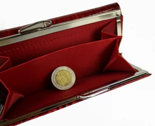 Marco (PL) Portfel Damski Skórzany (PL) 14 cm Klamra Skóra Naturalna Czerwony PD 03 - Portfele - miniaturka - grafika 6