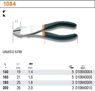 Beta SZCZYPCE TNĄCE BOCZNE QUALITY 200MM 1084/200 - Kombinerki i obcęgi - miniaturka - grafika 2