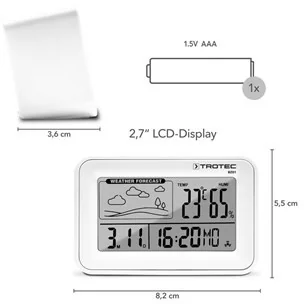 TROTEC Cyfrowy budzik ze stacją pogodową BZ01 - Inne urządzenia pomiarowe - miniaturka - grafika 2