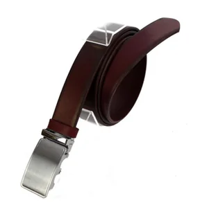 Arucce (PL) Pasek Męski Skórzany MASSIMO (PL) Skóra Licowa EXTRA 35 mm BORDOWY Gładki Klamra Samozaciskowa SREBRNA 34 - Paski - miniaturka - grafika 2