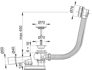 Excellent Syfon wannowy standardowy z korkiem clik-clack SIMPLE BLACK AREX.A65BL - Syfony - miniaturka - grafika 5