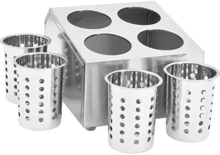 vidaXL Pojemnik na sztućce, 4 przegrody, kwadratowy, stal nierdzewna vidaXL - Akcesoria do sztućców - miniaturka - grafika 6