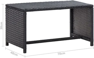 vidaXL vidaXL Stolik kawowy, czarny, 70x40x38 cm, polirattan - Ławy i stoliki kawowe - miniaturka - grafika 6