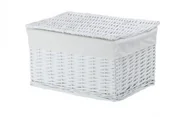 Kosze wiklinowe - CORSAN CORSAN Kosz wiklinowy zamykany BIAŁY z wyściółką ECRU 58x43x35 cm 520A - miniaturka - grafika 1
