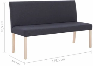 vidaXL Ławka, 139,5 cm, ciemnoszara, poliester vidaXL - Ławki do przedpokoju - miniaturka - grafika 16