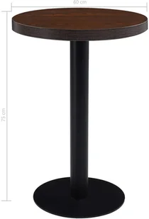 vidaXL Stolik bistro, ciemnobrązowy, 60 cm, MDF - Stoły - miniaturka - grafika 5