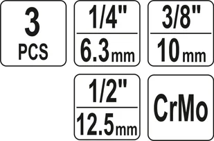 Yato ZESTAW PRZEGUBÓW UDAROWYCH 1/4" 3/8" 1/2" YT-10643 - Narzędzia warsztatowe - miniaturka - grafika 3