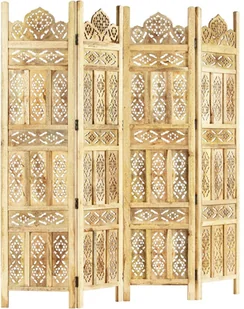 vidaXL Parawan 4-panelowy, ręcznie rzeźbiony, 160x165 cm, drewno mango vidaXL - Parawany - miniaturka - grafika 8