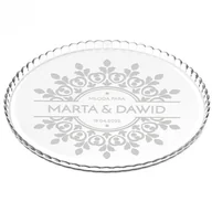 Tace i patery - Murrano Patera szklana bez nóżki grawer dla pary na ślub PATR2-004 - miniaturka - grafika 1