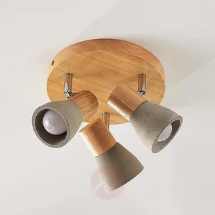 Lindby Landelijke plafondlamp hout met beton rond 3-lichts incl. LED - Filiz - Lampy sufitowe - miniaturka - grafika 4