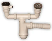 Syfony - Syfon do zlewozmywaka podwójny z metalowym sitkiem - miniaturka - grafika 1