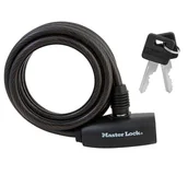 Zabezpieczenia do roweru - Masterlock Zapięcie rowerowe QUANTUM 8126 8mm 180cm KLUCZYK czarne MRL-8126EURDPRO SS16 - miniaturka - grafika 1
