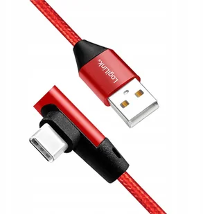 LogiLink Kabel USB 2.0 CU0146 USB A USB-C M/M kątowy czerwony 1m CU0146 - Huby USB - miniaturka - grafika 3