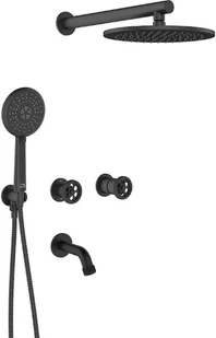 Laveo Bateria wannowo-natryskowa podtynkowa czarna MURO BAU 711P - Zestawy baterii łazienkowych - miniaturka - grafika 2