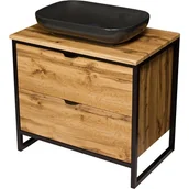 Szafki łazienkowe - Szafka z czarną umywalką styl loftowy 80 cm seria New York NY-NE-U80/50/2 + PREMIUMC - miniaturka - grafika 1