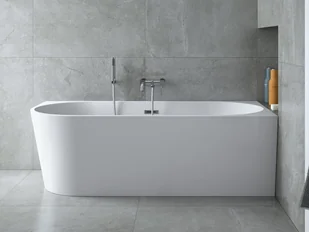 Besco Wanna wolnostojąca przyścienna 170x80 ZOYA Prawa + Złota maskownica syfonu - Wanny - miniaturka - grafika 3