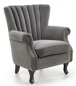 Fotele - Halmar Fotel wypoczynkowy szary velvet TITAN na drewnianych nogach - miniaturka - grafika 1