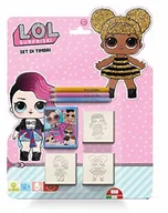 Zabawki kreatywne - Multiprint 11980 zestaw pieczątek składający się z 3 stempli z drewna bukowego z motywami LOL łącznie z 3 kremami i poduszkami do stempli 11980 - miniaturka - grafika 1