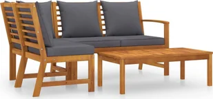 vidaXL 4-cz zestaw wypoczynkowy do ogrodu poduszki drewno akacjowe Brąz - Meble ogrodowe - miniaturka - grafika 8