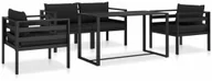 Meble ogrodowe - vidaXL 5-cz. zestaw wypoczynkowy z poduszkami, aluminium, antracyt - miniaturka - grafika 1