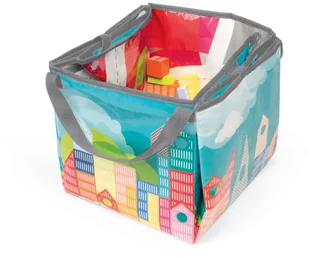 Janod Klocki drewniane z matą do zabawy Kubix 70 sztuk Miasto 3700217380809 - Klocki - miniaturka - grafika 5