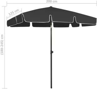 VidaXL Parasol plażowy, czarny, 200x125 cm 314733 VidaXL - Parasole ogrodowe - miniaturka - grafika 8