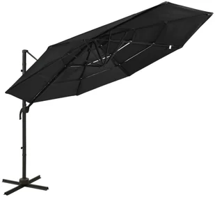 vidaXL 4-poziomowy parasol na aluminiowym słupku, czarny, 3x3 m 313834 - Parasole ogrodowe - miniaturka - grafika 2
