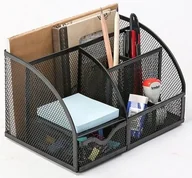 Artykuły biurowe - Przybornik biurkowy z miejscem na listy czarny metal - miniaturka - grafika 1